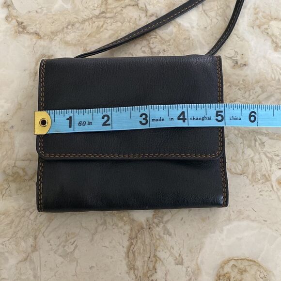 Delane Leather Compact Leather Wallet w/ Cross Body Strap - Picture 15 of 17